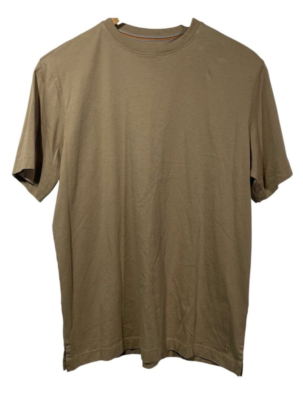Left Coast Tee Shirt Mens M 100% Pima Cotton Crewneck Short Sleeve Tan Brown